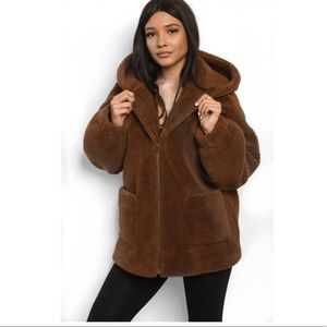 BROWN OVERSIZED TEDDY COAT